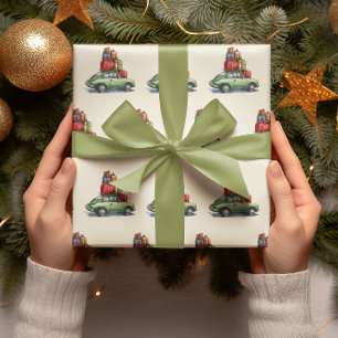 Voiture Vintage avec cadeau de Noël Papier à envel