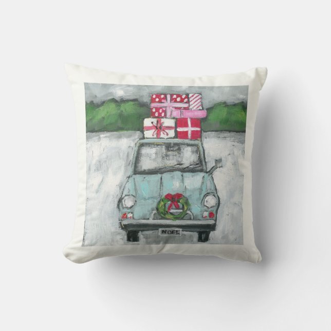 Voiture vintage avec le coussin de Noël de (Recto)