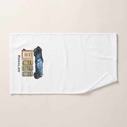 Voiture Vintage Bleue (Serviette à main)