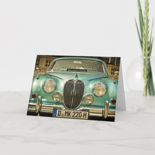 VOITURE VINTAGE CLASSIQUE, BONNE CARTE DE SALUT D' (Devant)
