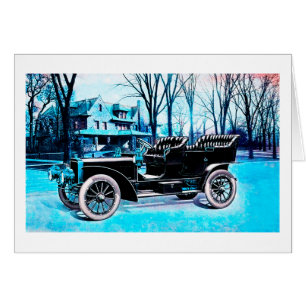Voiture Vintage dans la carte d'art hivernal