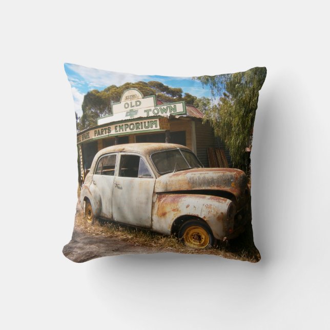 Voiture Vintage Et Garage, Coussin (Recto)