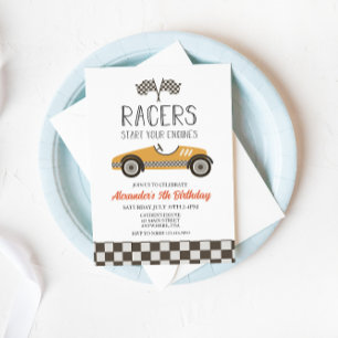 Voiture Vintage Jaune Invitation Anniversaire