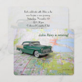 Voiture Vintage sur carte Retraite (Devant / Derrière)