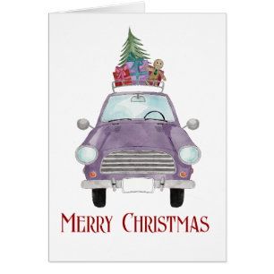Voiture Violet avec cadeaux de Noël