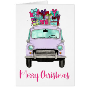 Voiture Violet avec cadeaux de Noël