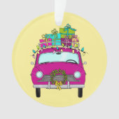 Voiture violette avec cadeaux de Noël (devant)