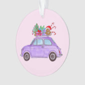 Voiture violette avec cadeaux de Noël (devant)