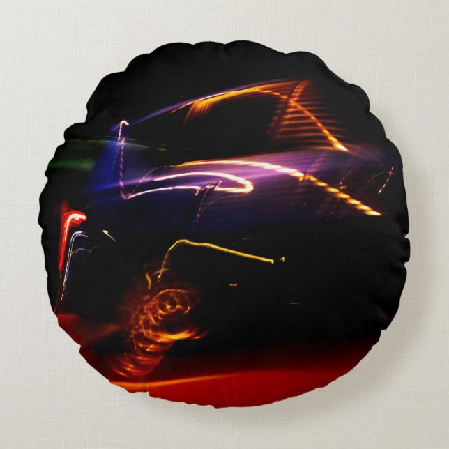 voiture violette danse coussin rond (Devant)