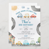 Voitures Anniversaire Fête Invitation Thème de tra (Devant / Derrière)