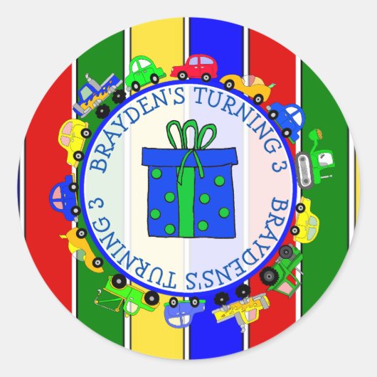 Voitures, Camions, Tracteurs Stickers d'anniversai (Devant)