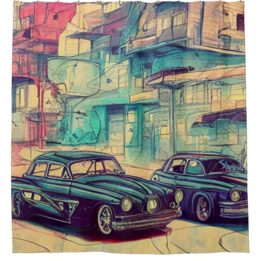 Voitures classiques Abstraites Rideau de douche de (Devant)