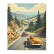 Voitures classiques vintage sur la route Pittoresq