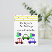Voitures cool Invitation d'anniversaire (Debout devant)