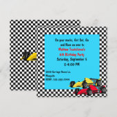 Voitures de course Boy's Birthday Party Invitation (Devant / Derrière)