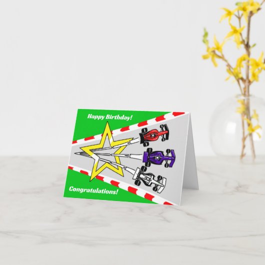 Voitures de course Carte d'anniversaire (Fleur jaune)