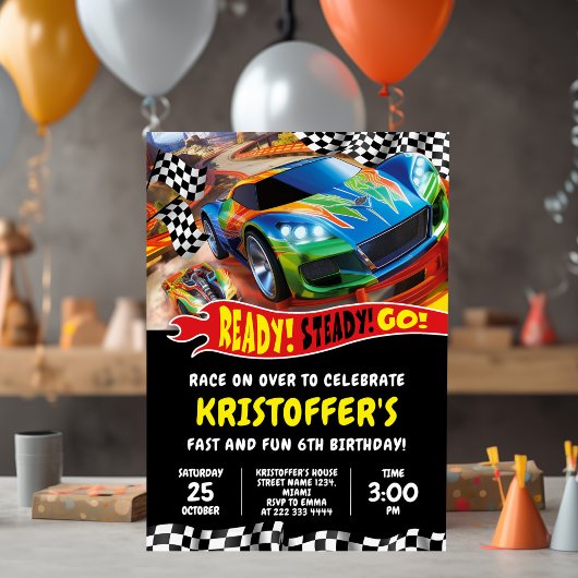 Voitures de course chaude Invitation d'anniversair