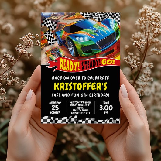 Voitures de course chaude Invitation d'anniversair