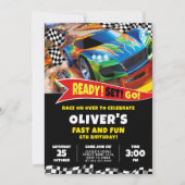 Voitures de course Invitation Anniversaire (Devant)