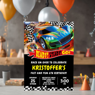 Voitures de course Invitation Anniversaire