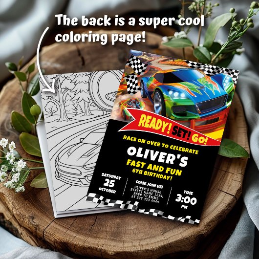 Voitures de course Invitation Anniversaire