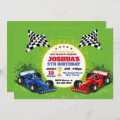 Voitures de course Invitation Anniversaire (Devant / Derrière)