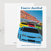 Voitures de course Invitation de fête d'anniversai (Devant / Derrière)