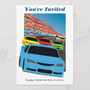 Voitures de course Invitation de fête d'anniversai