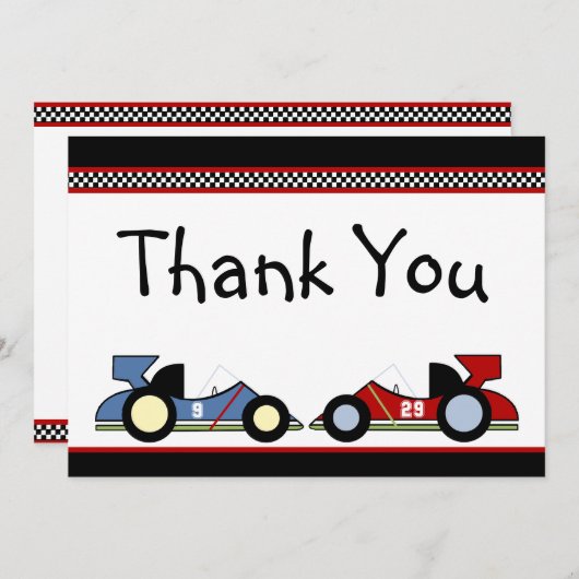 Voitures De Course Merci Cartes (Devant / Derrière)