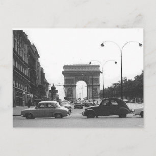 Voitures et Arc Carte postale Vintage Noir et Blan