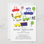 Voitures et camions colorés Baby shower Invitation