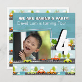 VOITURES ET CAMIONS | Invitation de fête d'anniver (Devant / Derrière)