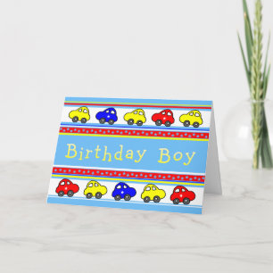 Voitures et étoiles Carte d'anniversaire pour garç