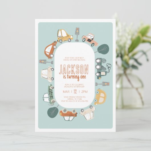 Voitures Invitation de fête d'anniversaire (Debout devant)