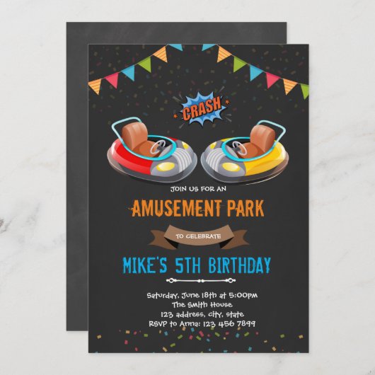 Voitures pare-chocs invitation parc d'attractions (Devant / Derrière)