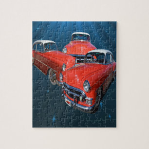 Voitures Rouges Et Blanches Classiques, Puzzle
