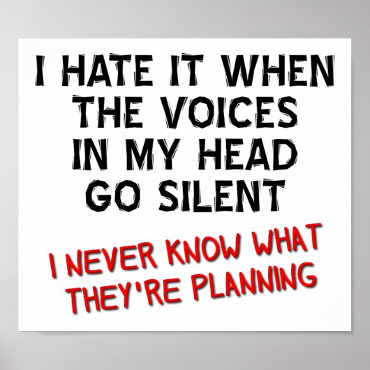 Voix dans ma tête Poster drôle (Devant)