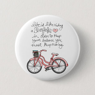 Vol25 leven is als fietsen ronde button 5,7 cm