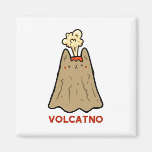 Vol-cat-no Schattigee Cat Pun Magnet Magneet