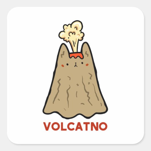 Vol-cat-no Schattigee Cat Pun Sticker (Voorkant)