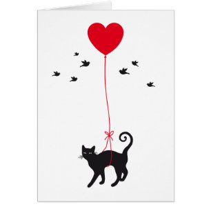 vol de chat avec le ballon et les oiseaux rouges
