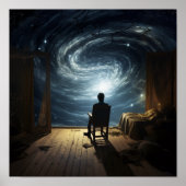 Vol énigmatique : Poster surréaliste d'une figure (Devant)