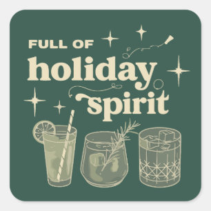 Vol Kerstsfeer Kerstcadeaus Dranken Wijn Vierkante Sticker