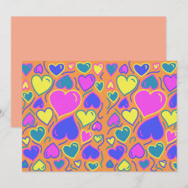 Vol kleurrijke harten kaart