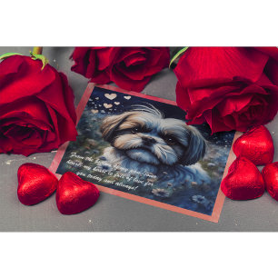 Vol liefde Schattige Shih Tzu Valentijnsdag Feestdagenkaart