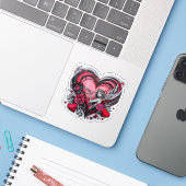 Vol liefde Valentijnsdag meisje Sticker (Laptop met iPhone)