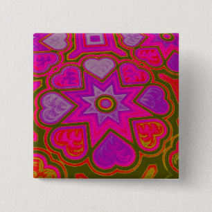 'Vol Liefde' Vierkante Knop Button 5,1 Cm