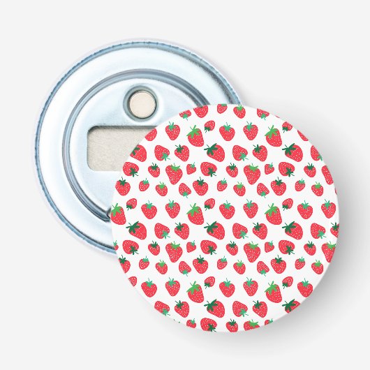 Vol met aardbeien button flesopener (Voorkant)