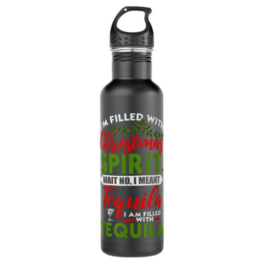vol met kerstgeest Tequila Funny Xmas Waterfles (Voorkant)