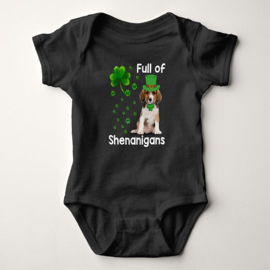 vol met Shenanigans Dog St Patricks Day Romper (Voorkant)